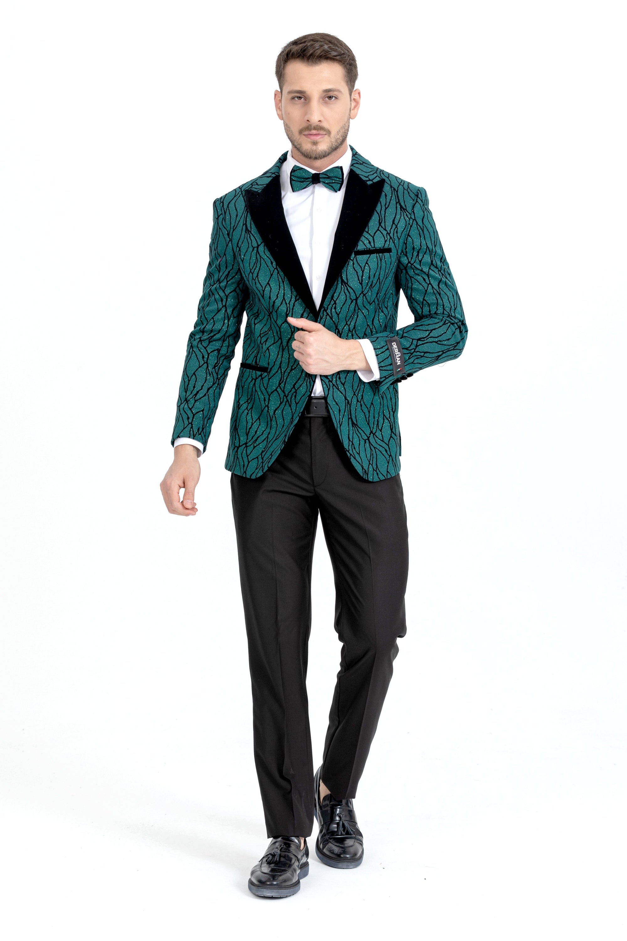 Green Silvery Patterned Fabric Tuxedo