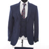 Navy Patterned Fabric Luxury Suit 3 Pieces