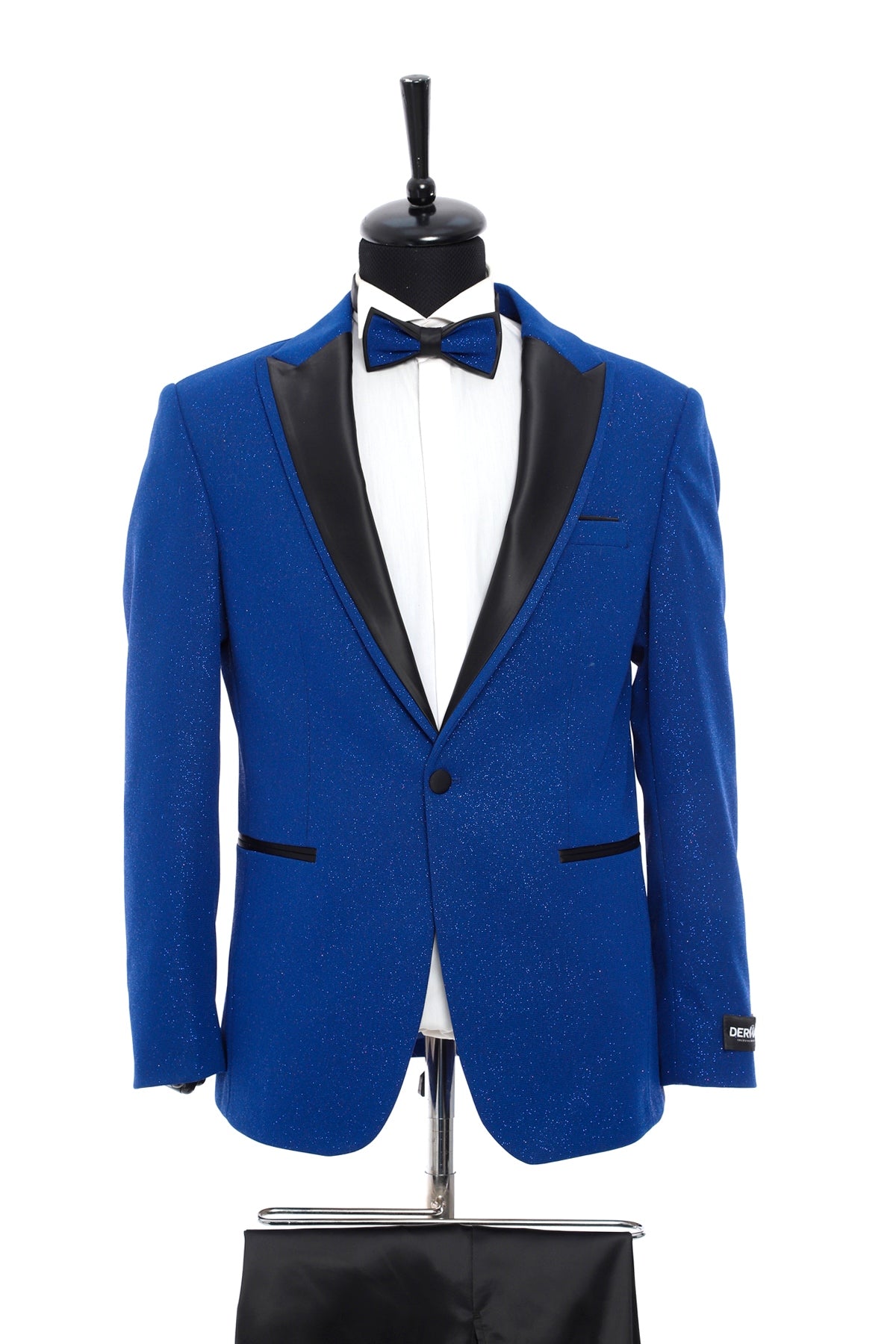Indigo Blue Pointed Collar Silvery Classic 2 Piece Tuxedo