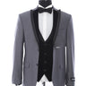 Double Breasted Classic Silvery Collar Grey Tuxedo