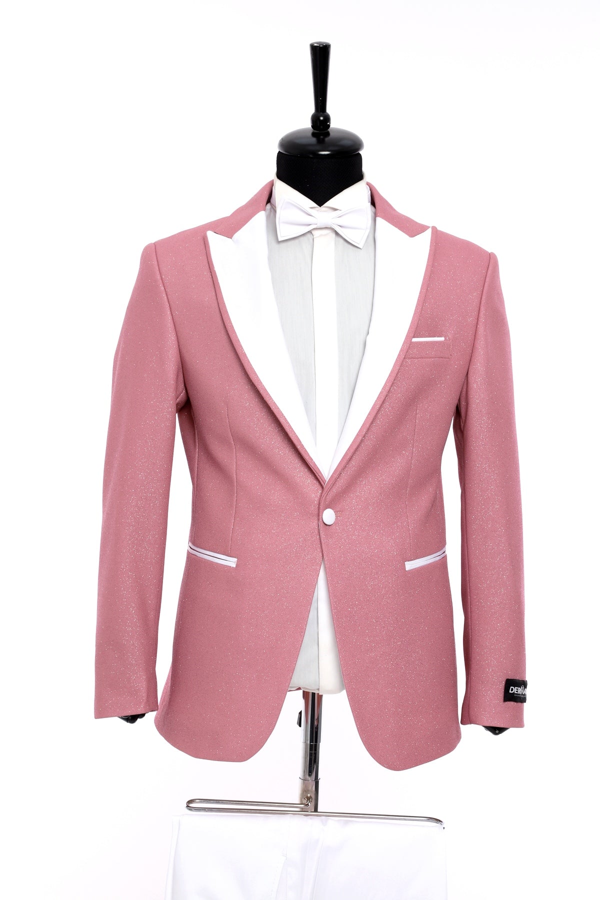 Pink Pointed Collar Silvery Classic 2 Piece Tuxedo