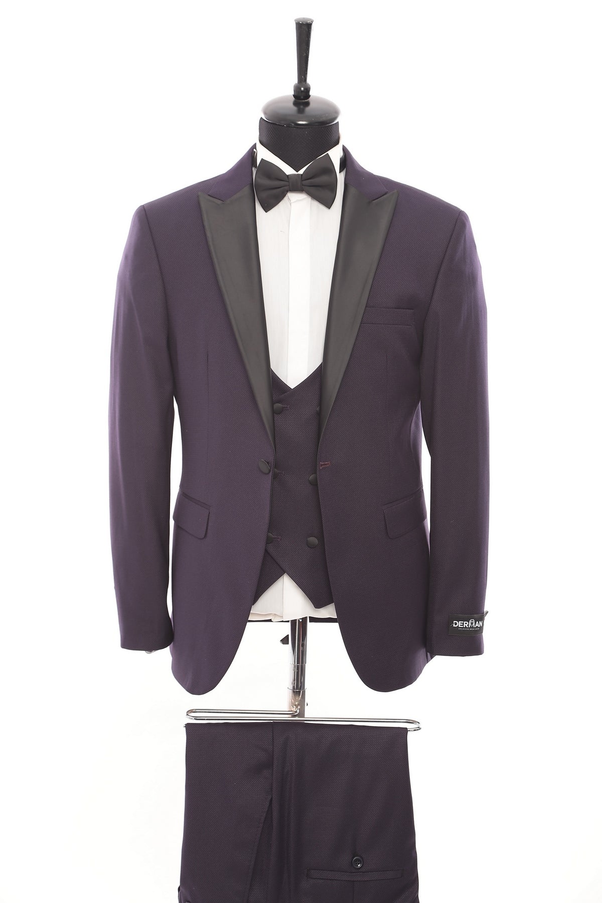 Purple Satin Collar 3 Piece Tuxedo