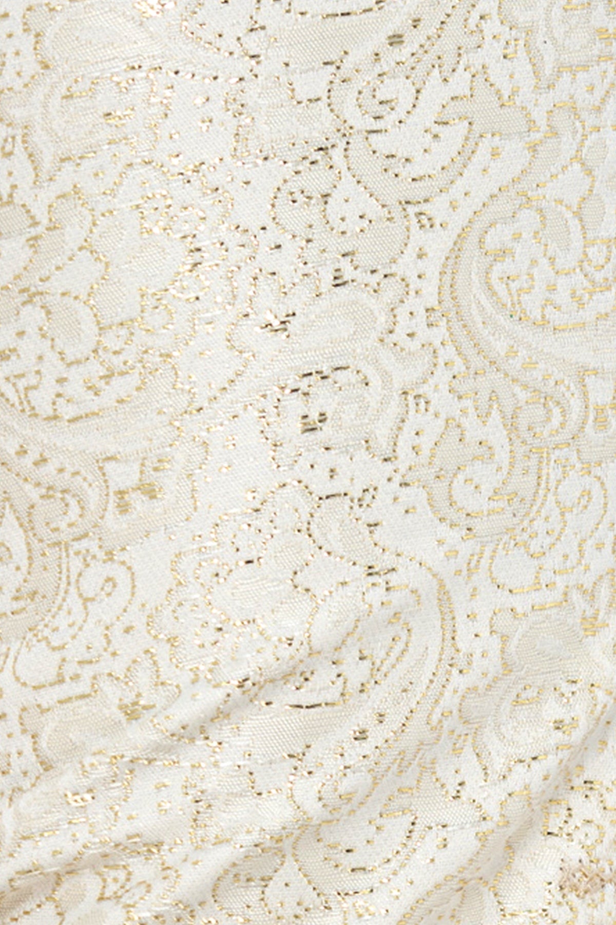 Cream Floral Pattern Textured Fabric Tuxedo