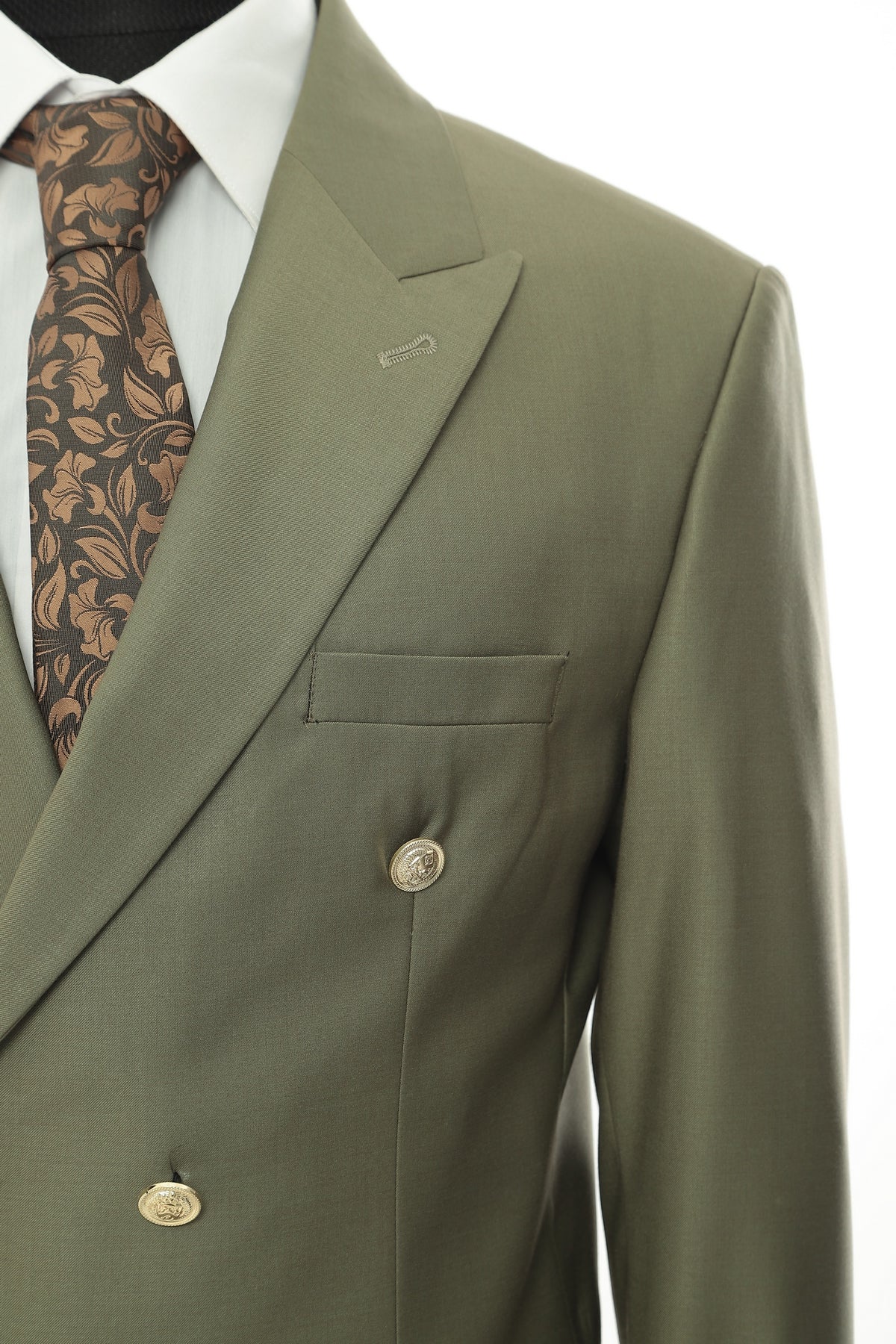 Double Breasted Olive Green Royal Series Suit