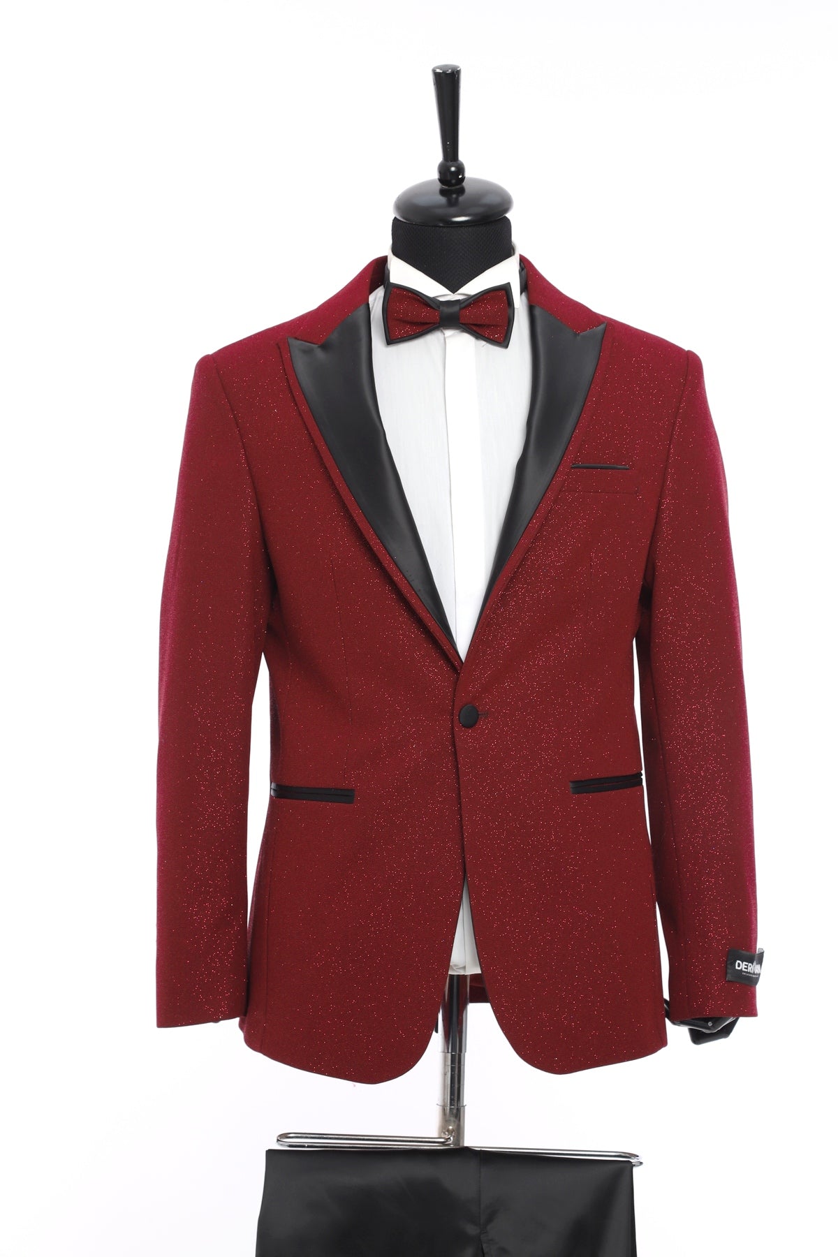 Red Pointed Collar Silvery Classic 2 Piece Tuxedo