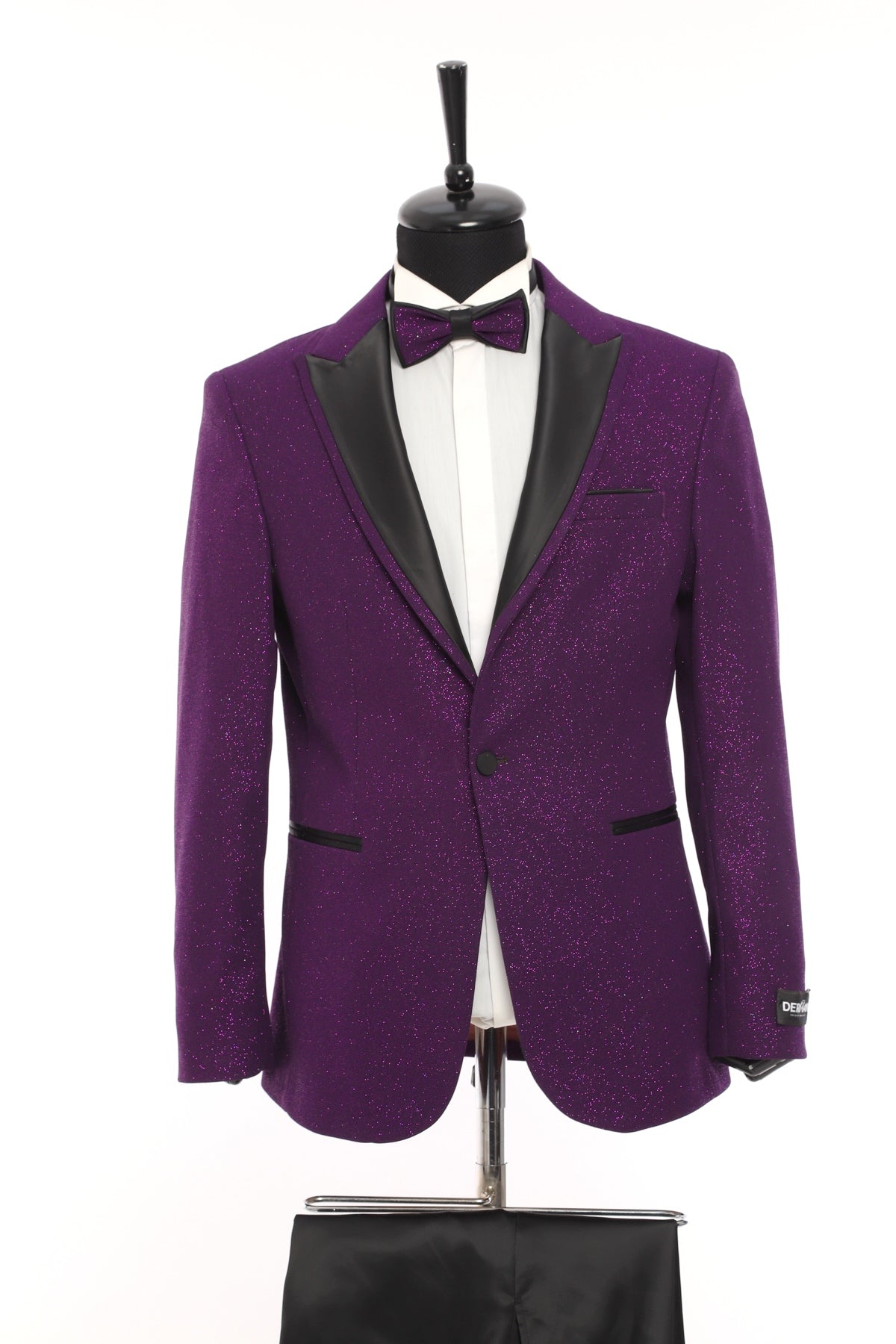 Purple Pointed Collar Silvery Classic 2 Piece Tuxedo
